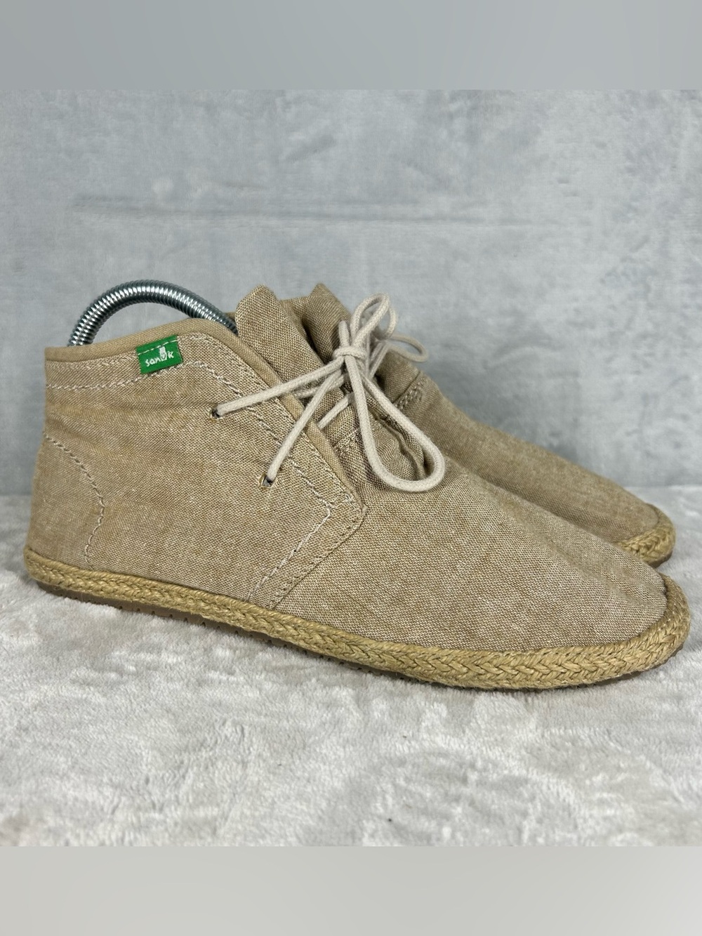 Womens 8 Sanuk Lily Tan Ankle Boots Chukka Canvas Minimalist